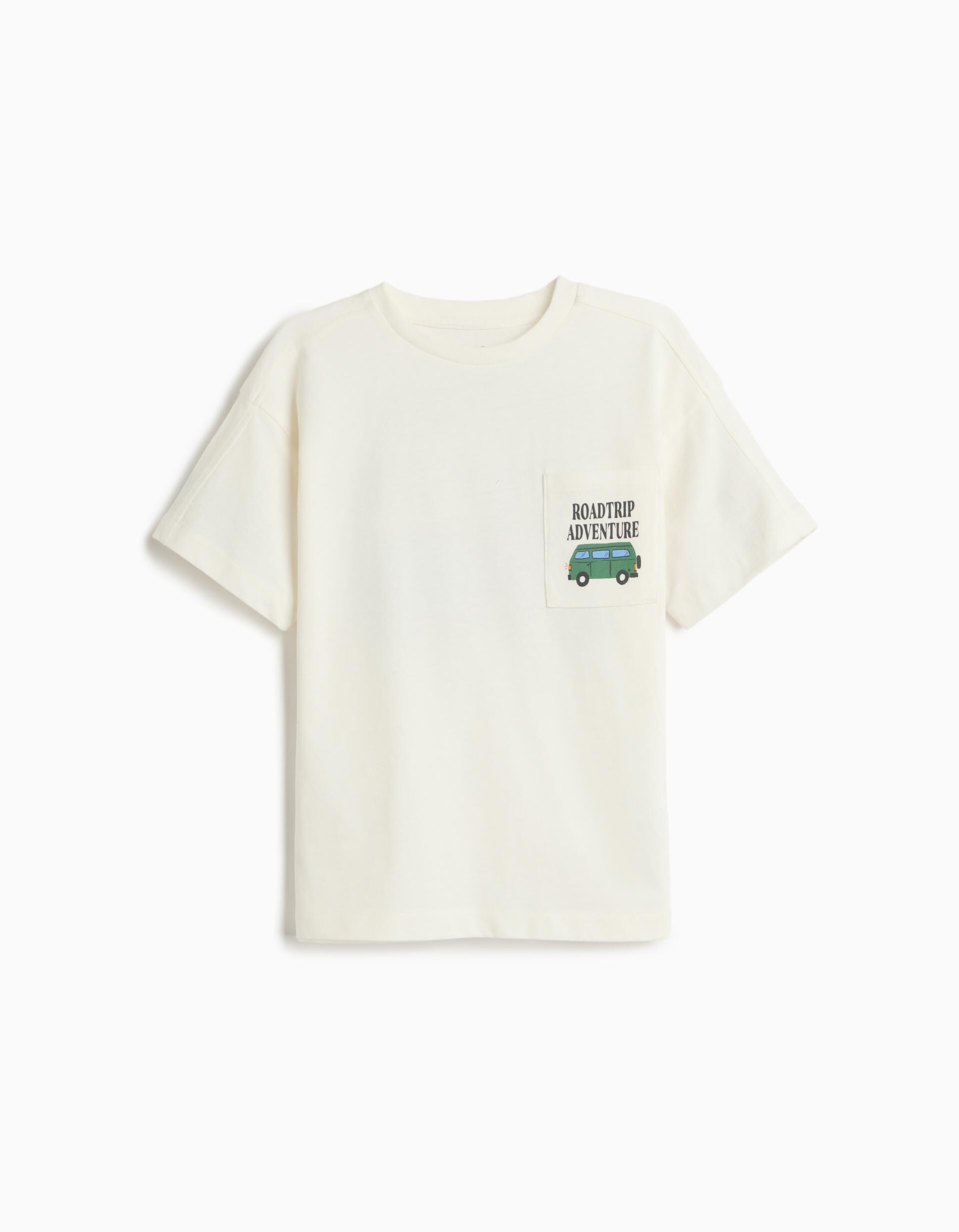 Comprar Online T-shirt com Bolso, Menino, Cru