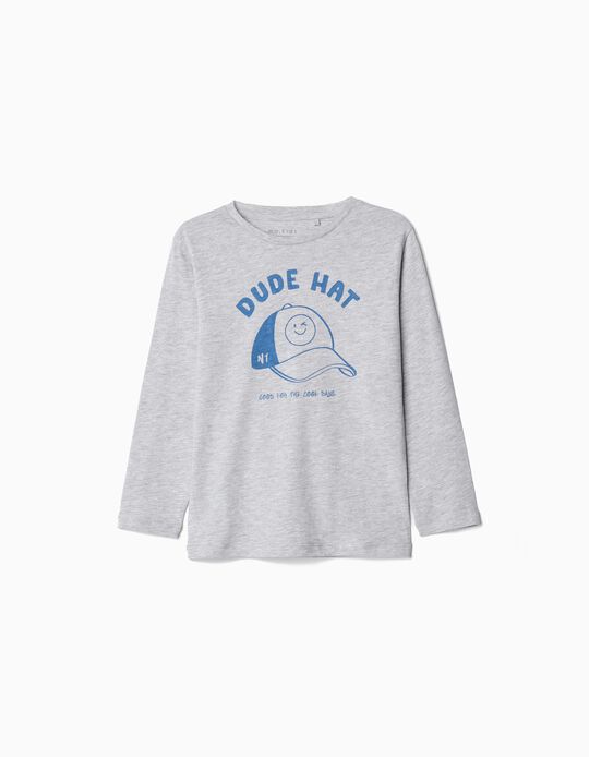 Comprar Online T-shirt de Manga Comprida, Menino, Cinzento Claro