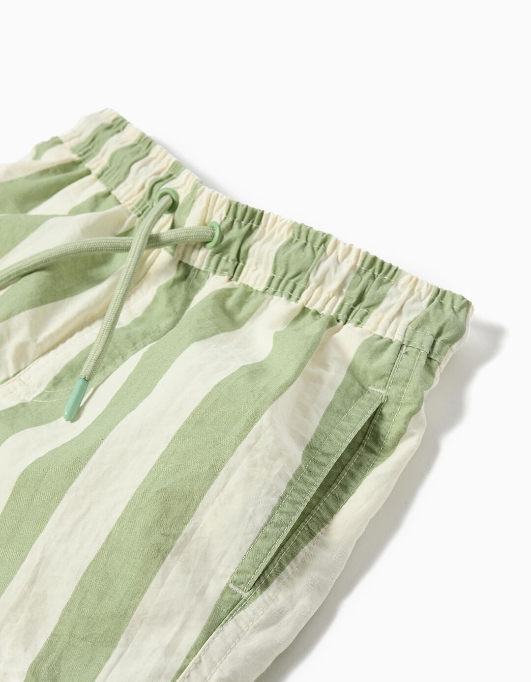 Calções de Banho com Riscas, Menino, Verde Claro 