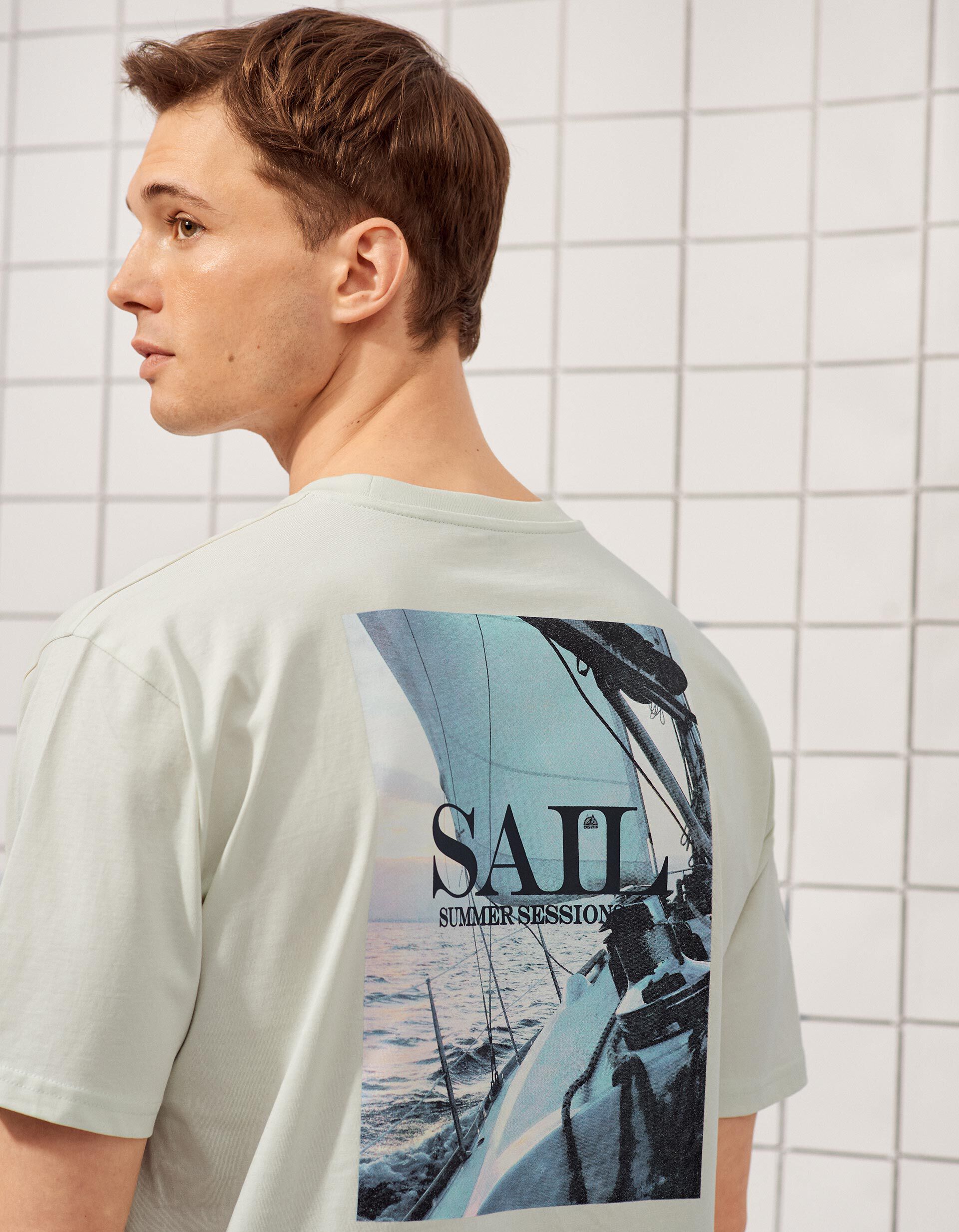 Comprar Online T-shirt Estampada, Homem, Verde &Aacute;gua