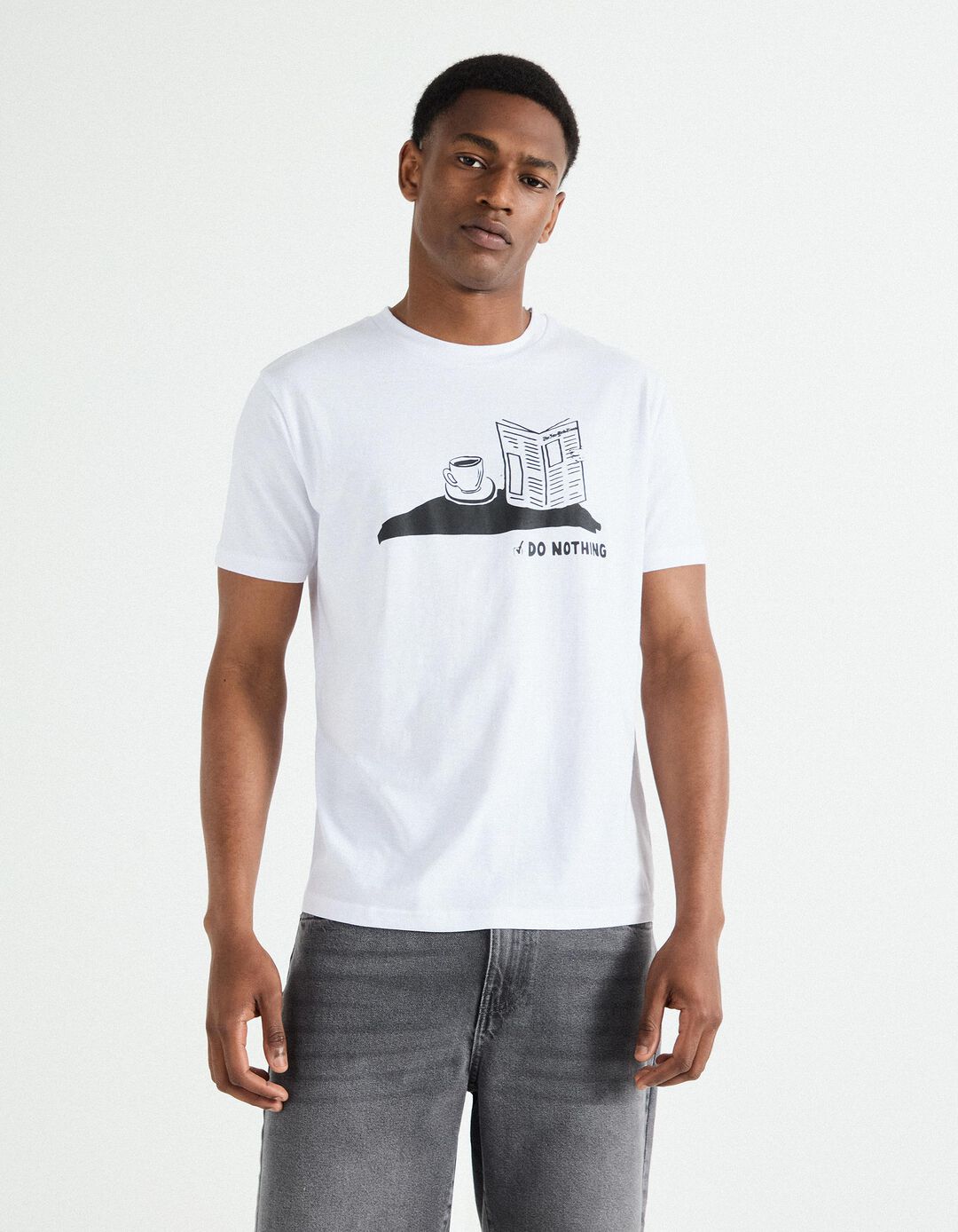 T-shirt Print, Homem, Branco