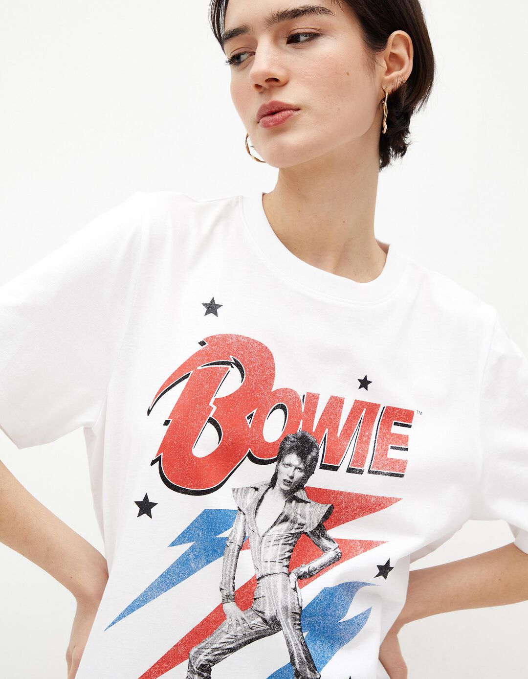 T-shirt 'Bowie', Mulher, Bege Claro