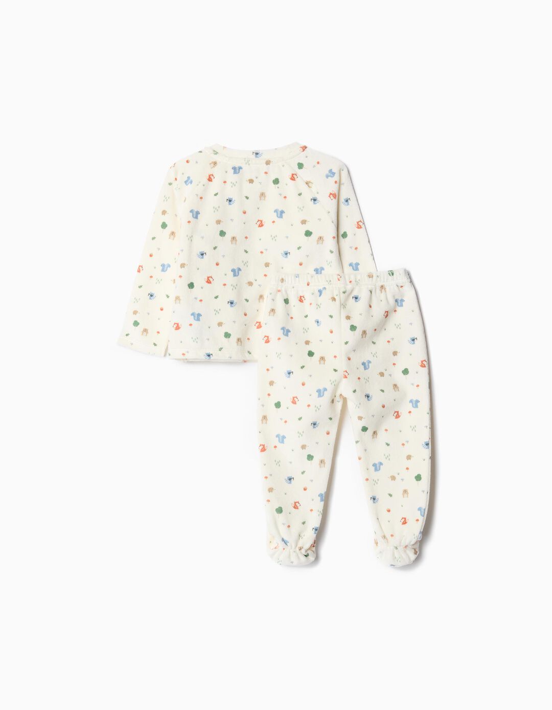 Pijama Aveludado Estampado, Bebé, Bege Claro