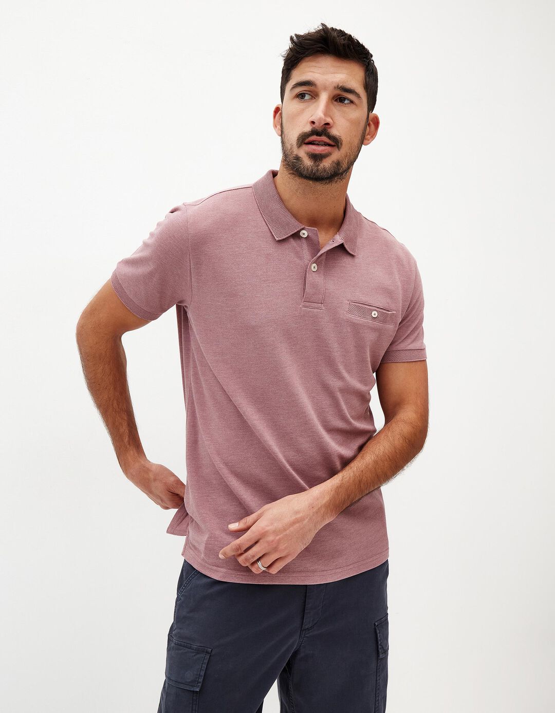 Polo de Manga Curta, Homem, Rosa Escuro