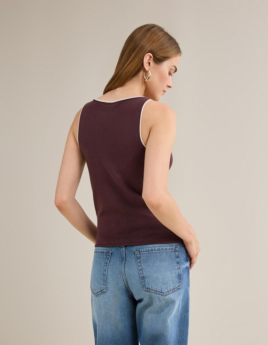 Tank Top, Mulher, Vermelho Escuro