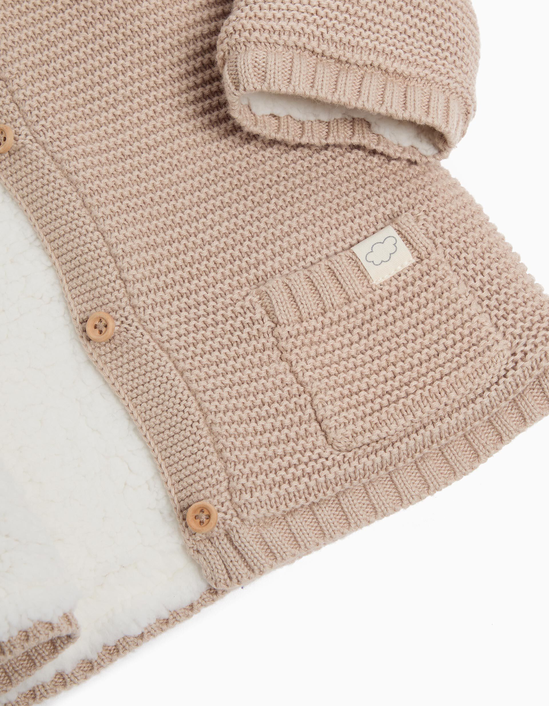 Comprar Online Casaco de Malha Capuz, Rec&eacute;m-nascido, Bege Claro