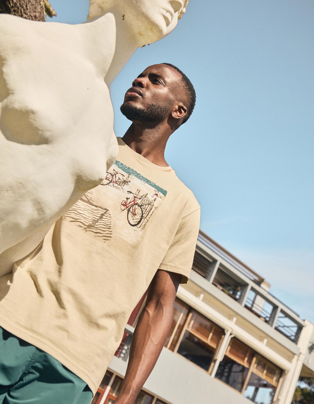 T-shirt Jersey Print, Homem, Bege