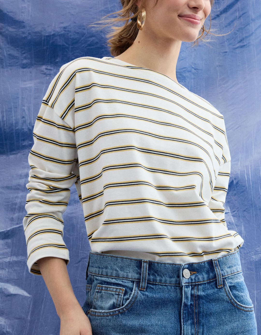 T-shirt Manga Comprida, Mulher, Amarelo Claro