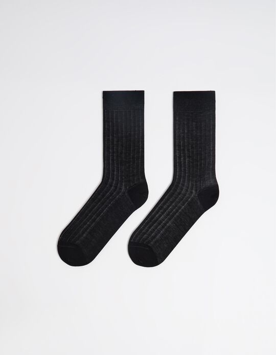 Comprar Online Meias Efeito Canelado, Homem, Preto