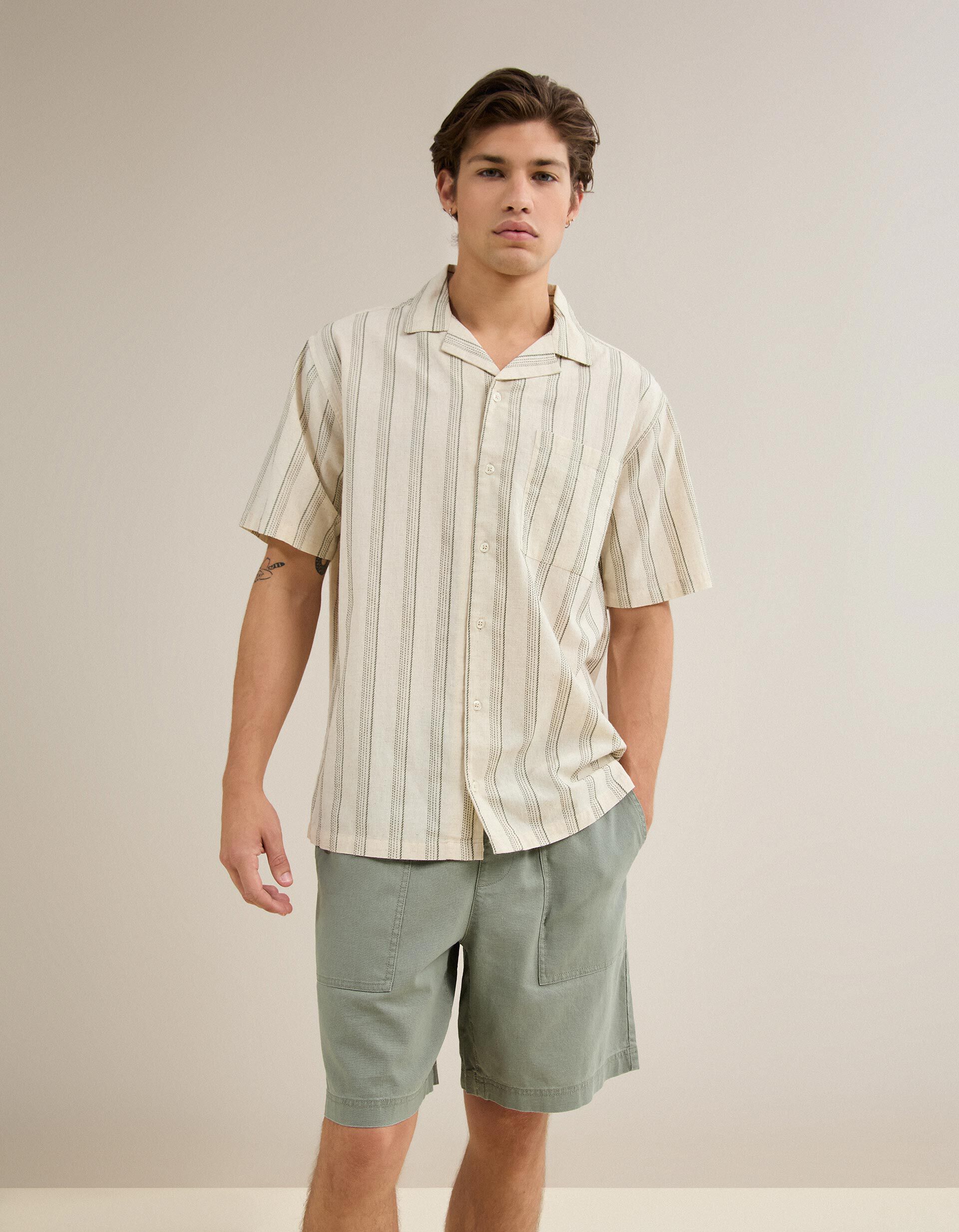 Comprar Online Camisa Resort com Linho, Homem, Bege Claro