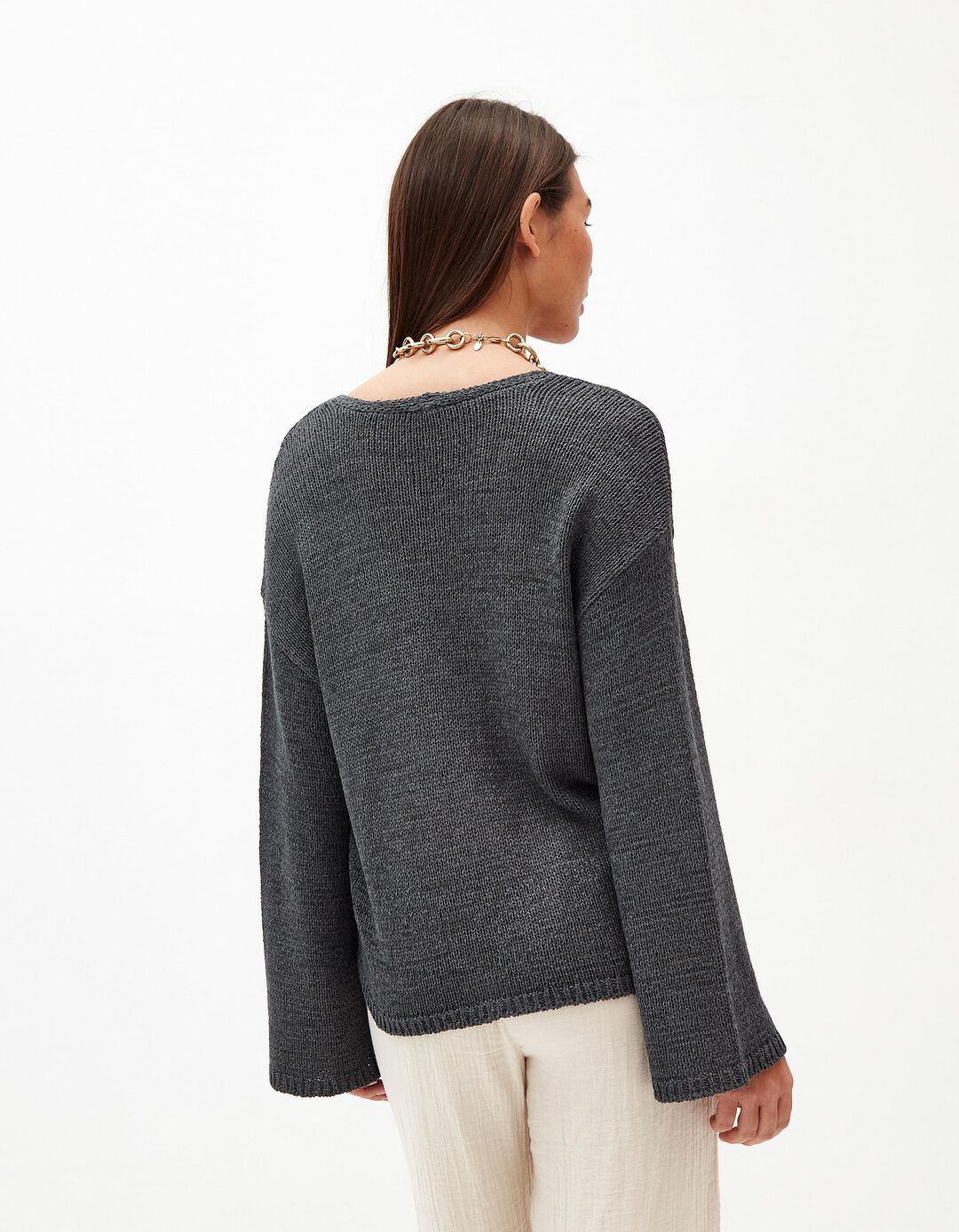 Camisola de Malha, Mulher, Cinzento Escuro