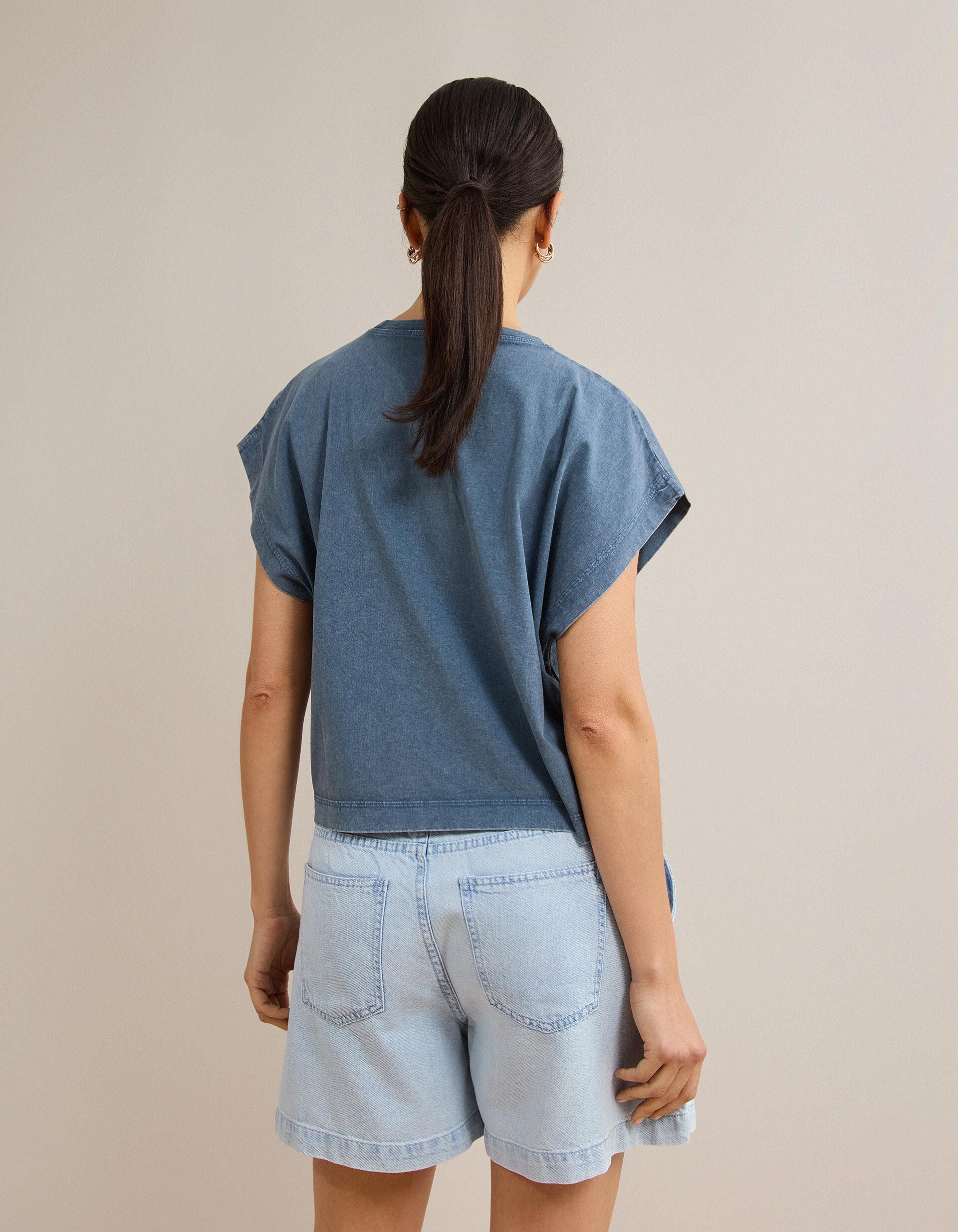 Comprar Online T-shirt Com Bolso, Mulher, Azul Escuro