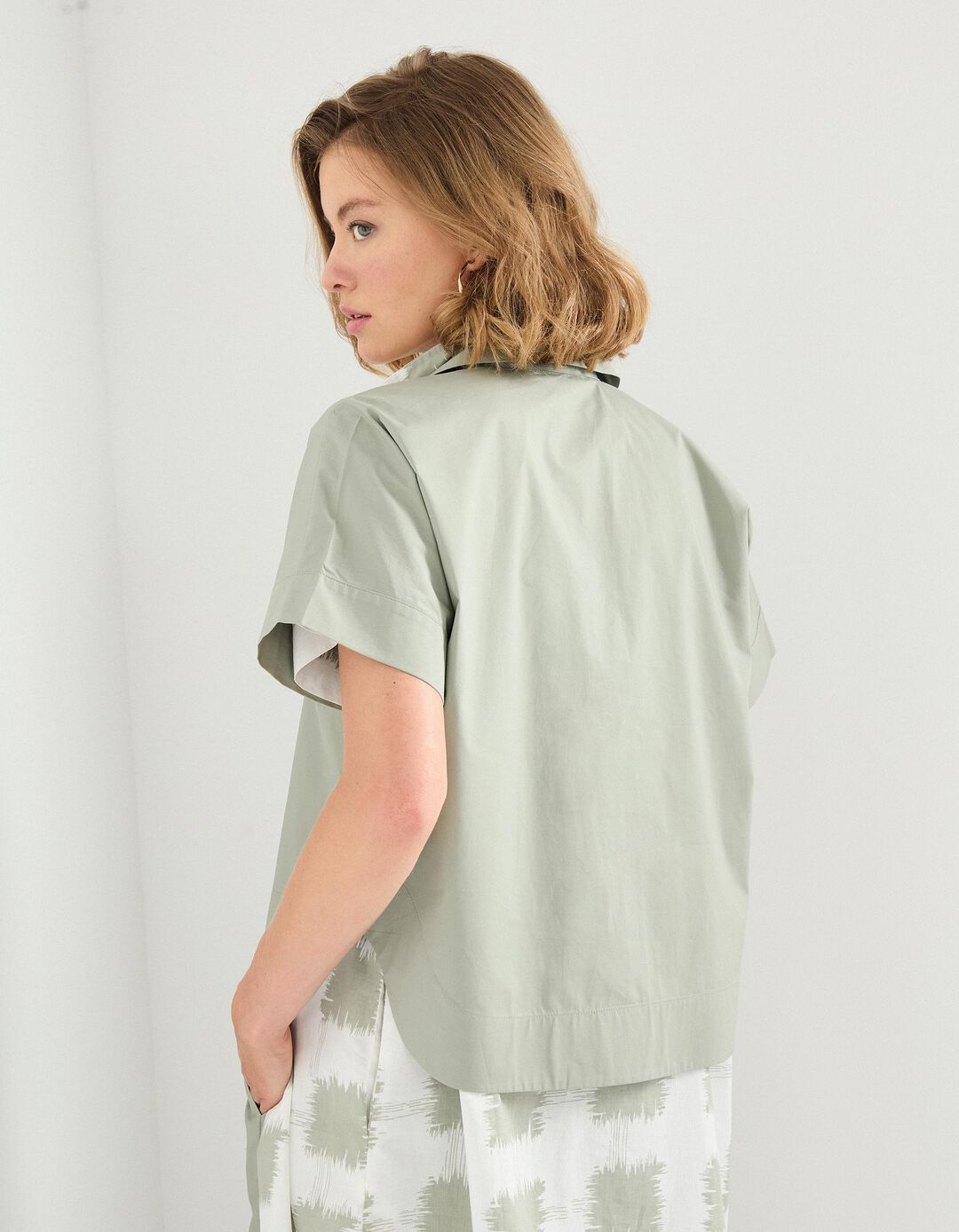 Camisa de Manga Curta, Mulher, Verde