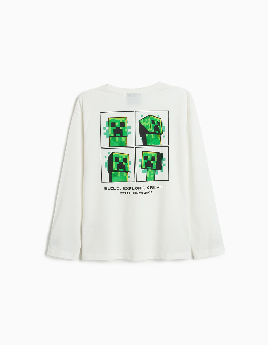 T-shirt Manga Comprida 'Minecraft', Menino, Branco