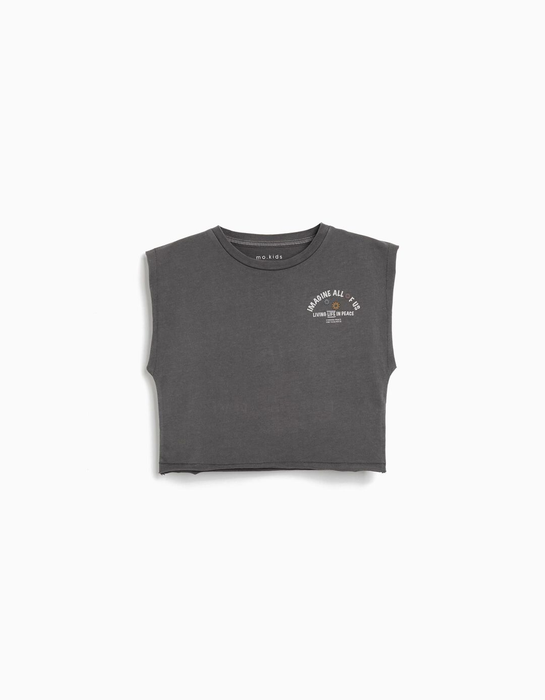 T-shirt sem Mangas 'Peace Language', Menina, Cinzento Escuro