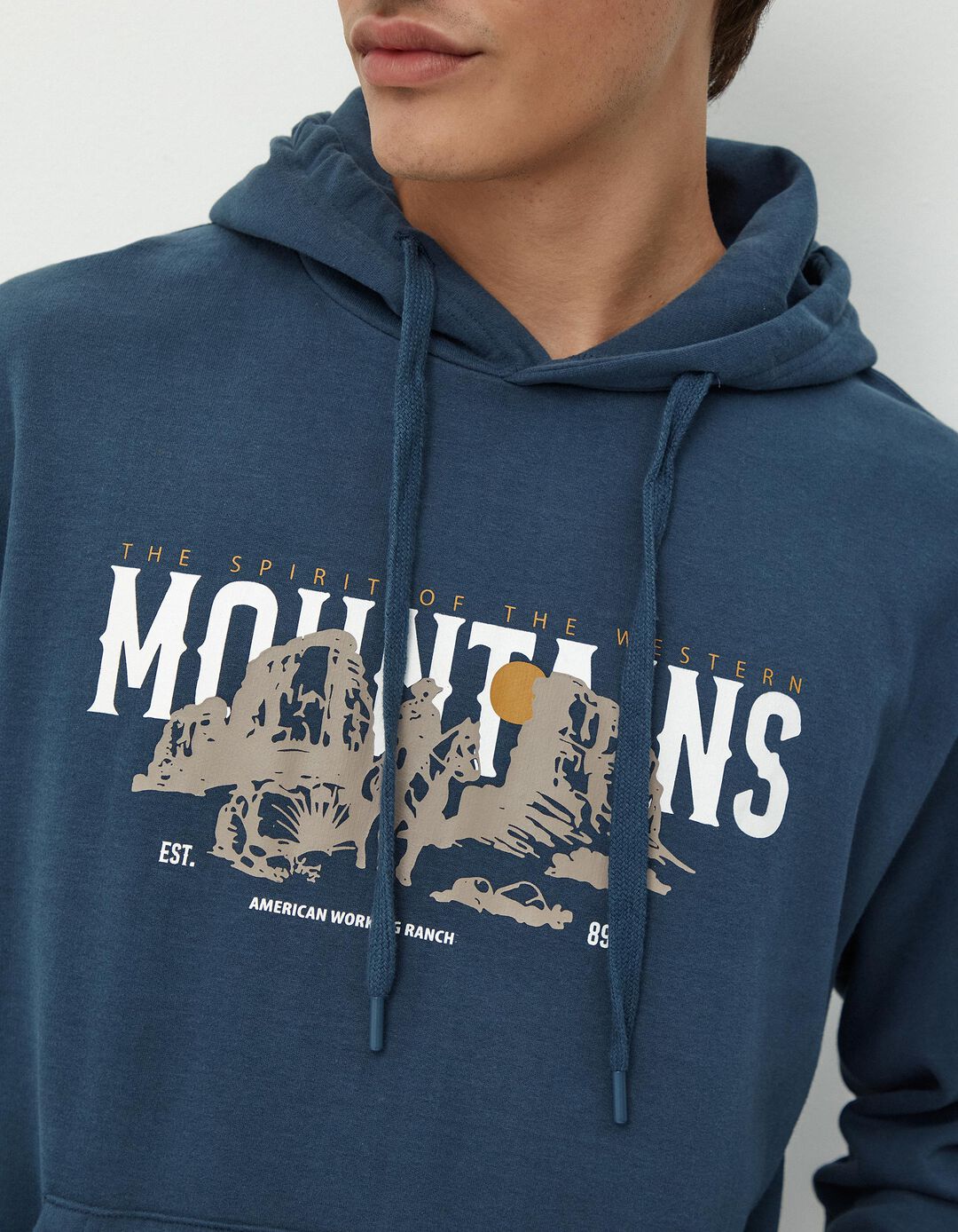 Sweatshirt de Felpa Capuz, Homem, Azul