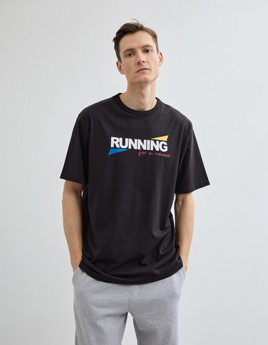 Comprar Online T-shirt Heavy Jersey Estampada, Homem, Preto