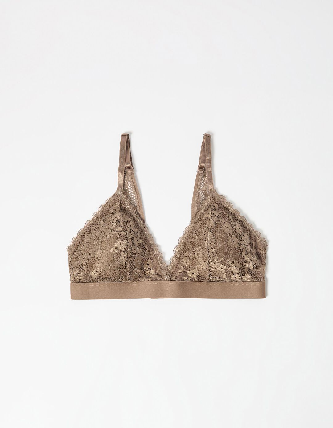 Bralette de Renda com Alças Versáteis, Mulher, Bege Escuro 