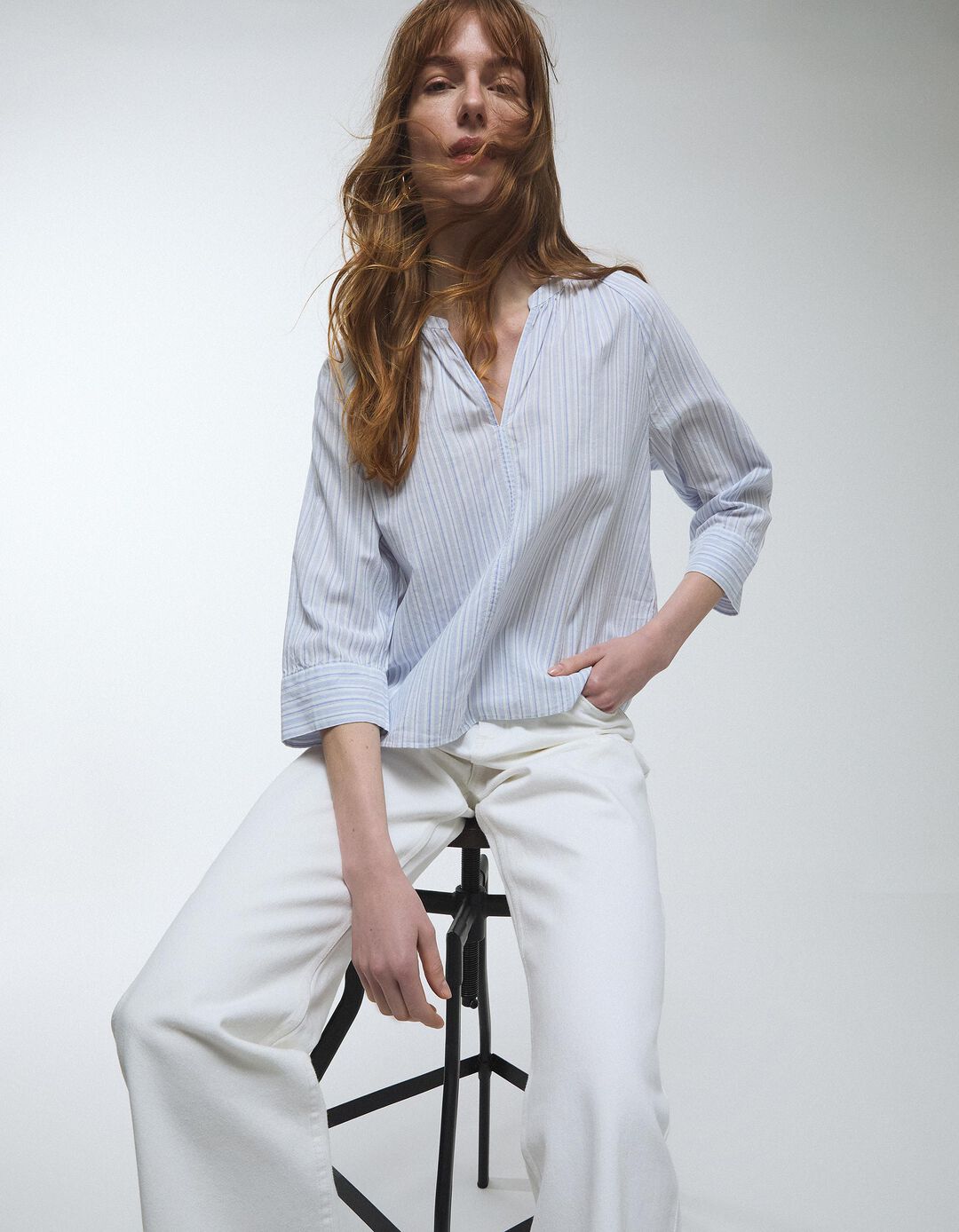 Blusa Riscas, Mulher, Azul