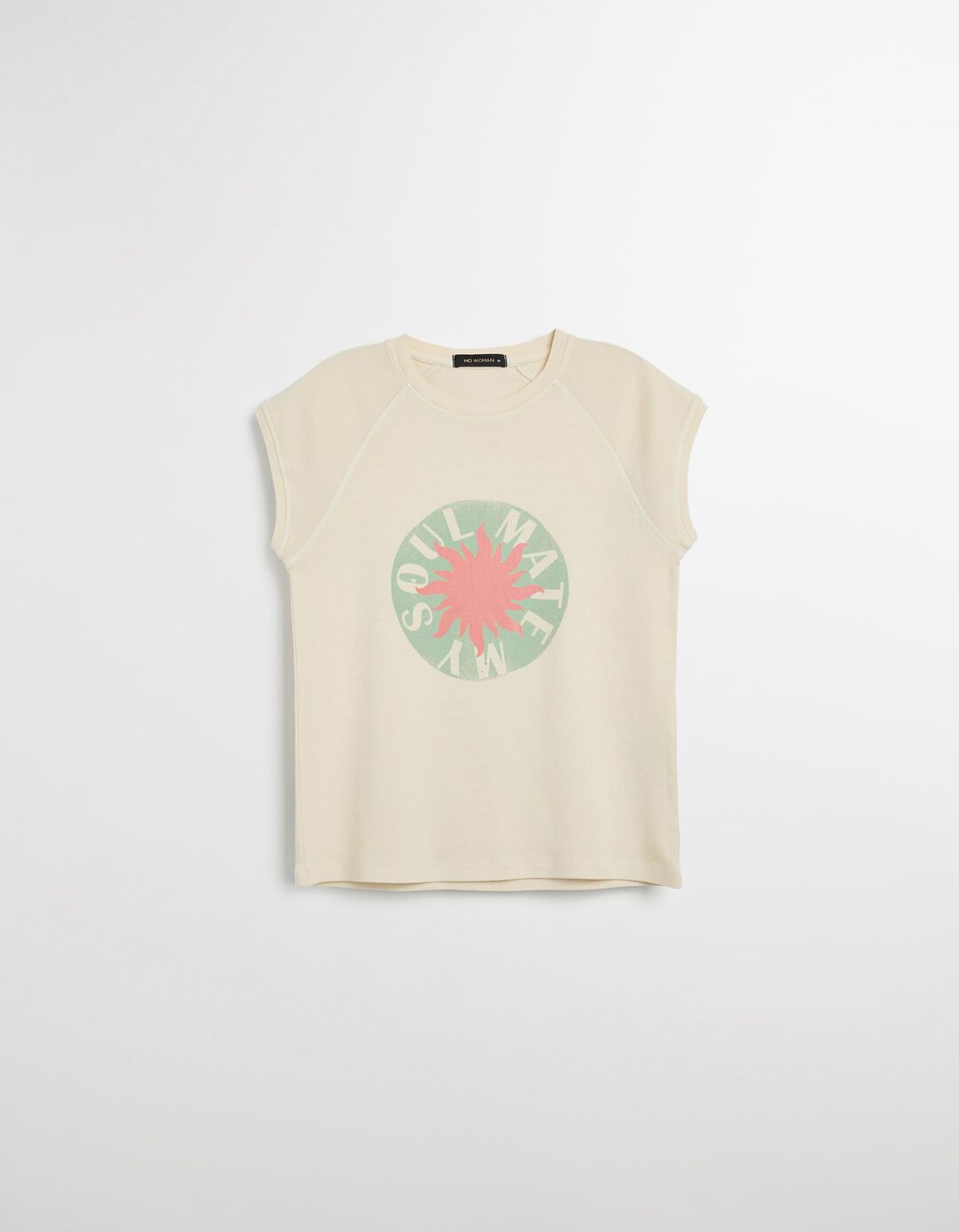 T-shirt Print, Mulher, Bege Claro