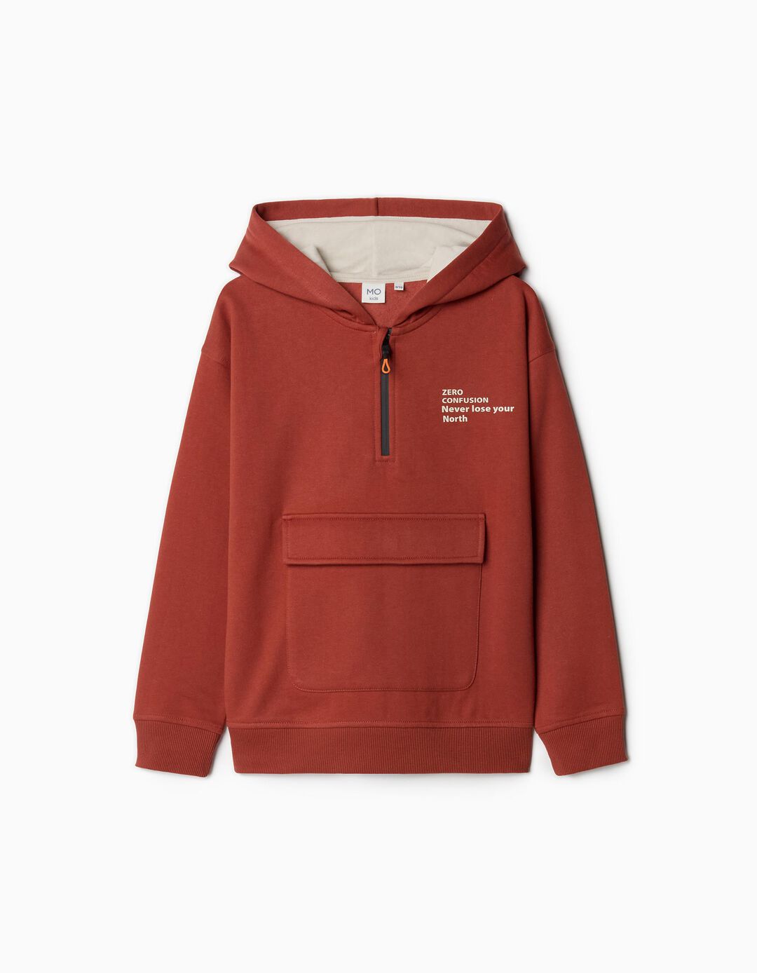 Sweatshirt de Felpa Capuz, Menino, Laranja Escuro