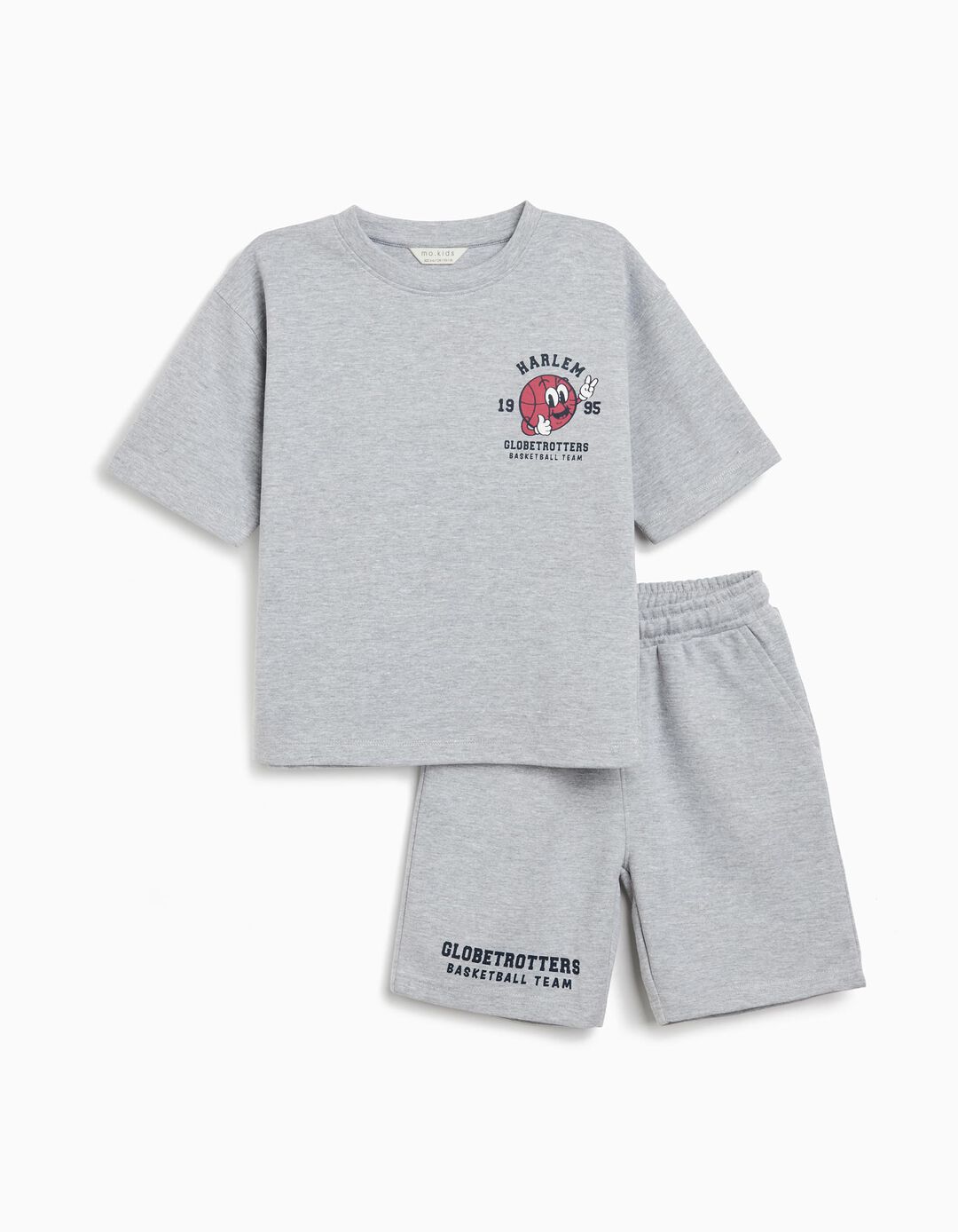 Conjunto T-shirt e Calções Fleece, Menino, Cinzento Claro 
