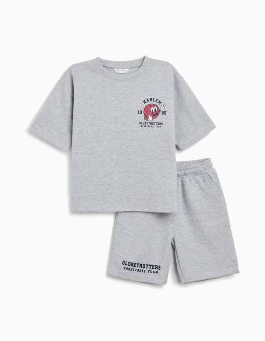 Comprar Online Conjunto T-shirt e Calções Fleece, Menino, Cinzento Claro 