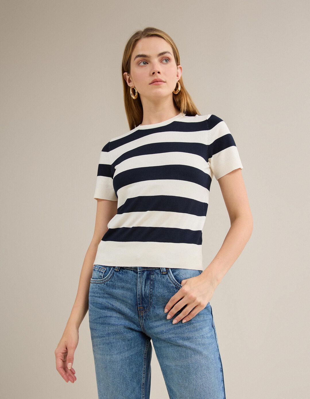 Camisola de Malha, Mulher,Cru