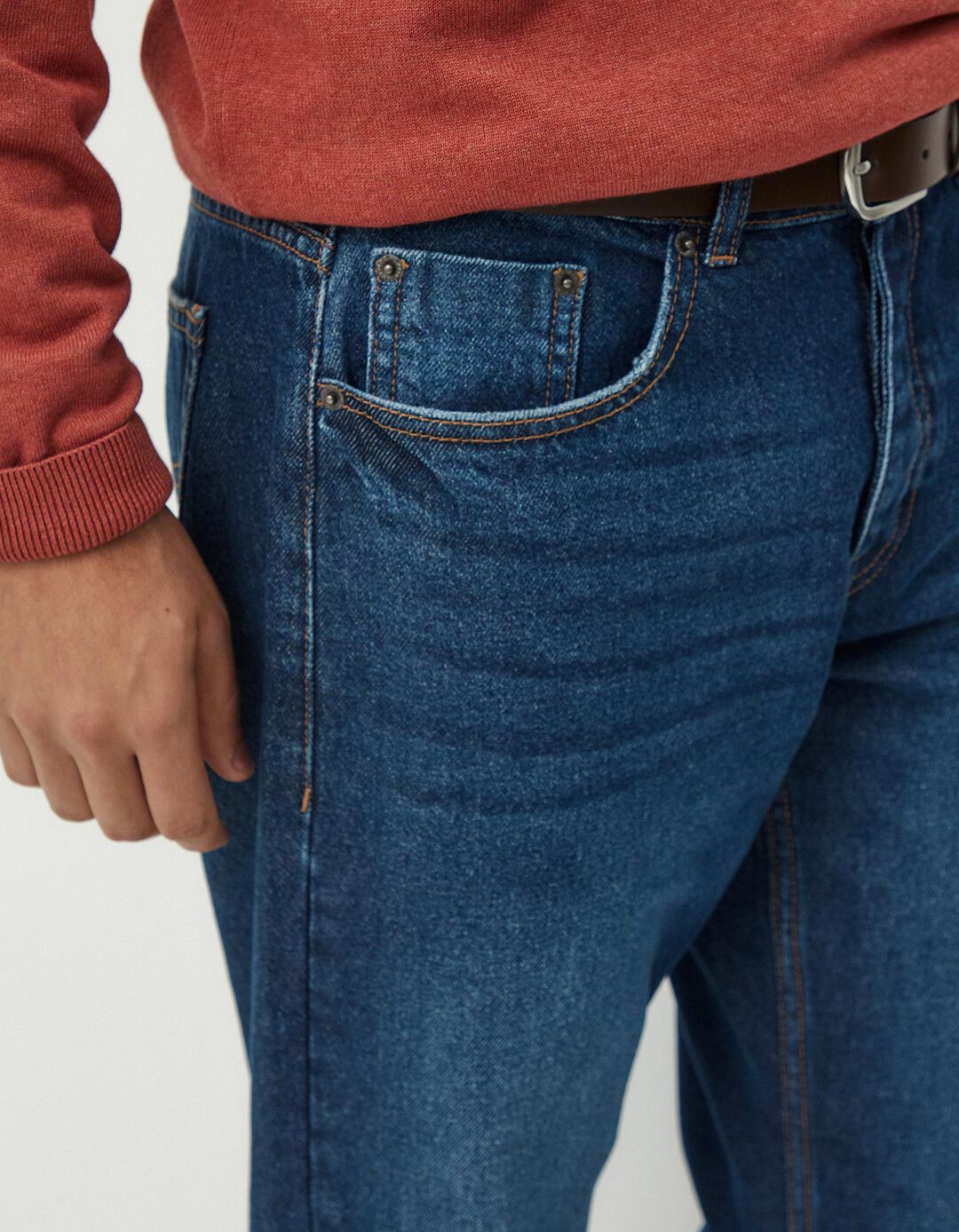 Calças de Ganga Straight Fit, Homem, Azul Escuro