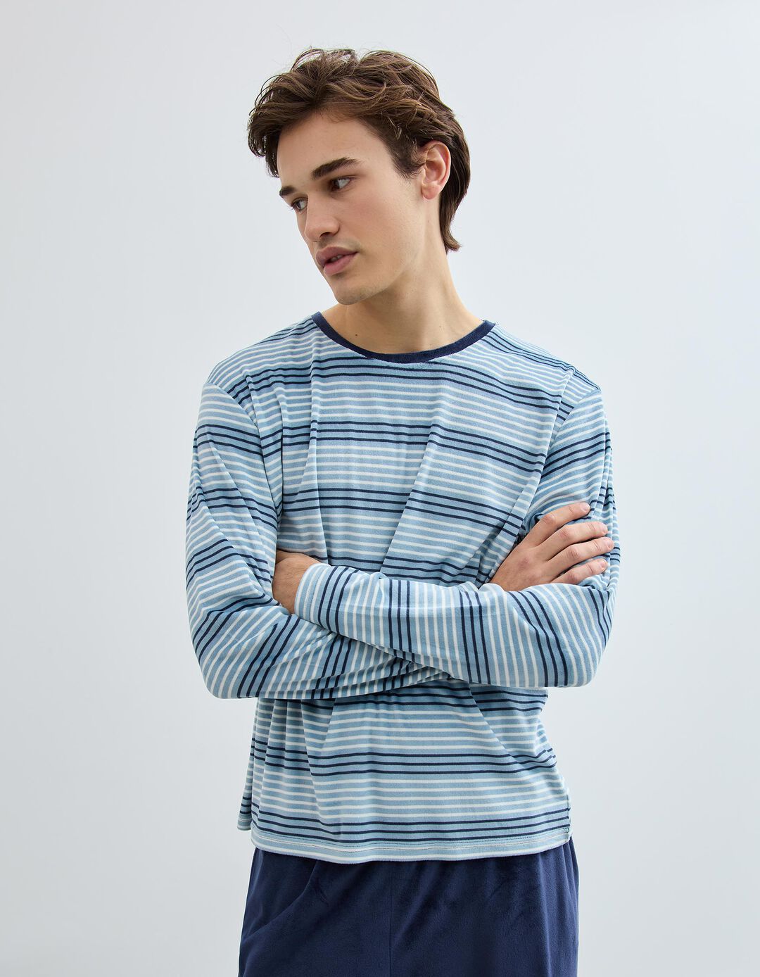 Pijama Aveludado, Homem, Azul Claro