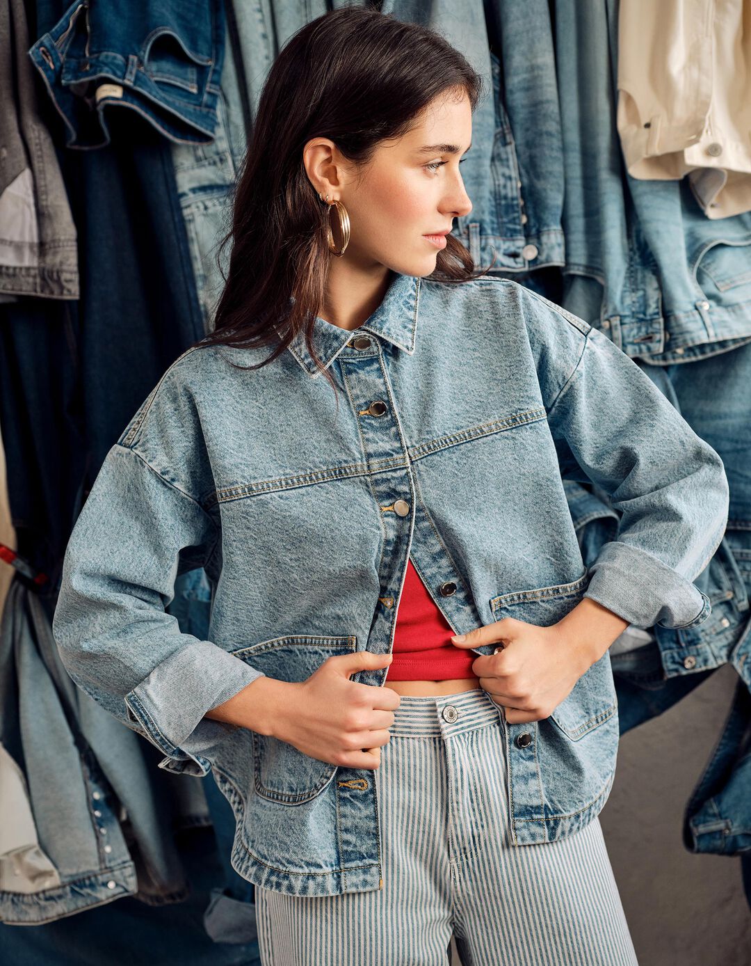 Sobrecamisa de Ganga, Mulher, Azul Claro