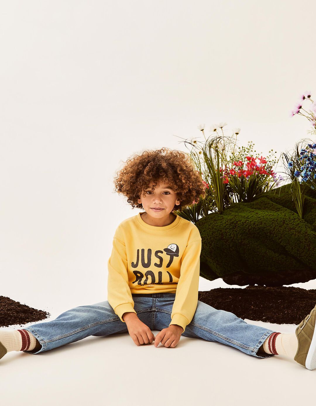 Sweatshirt de Felpa Estampado, Menino, Amarelo