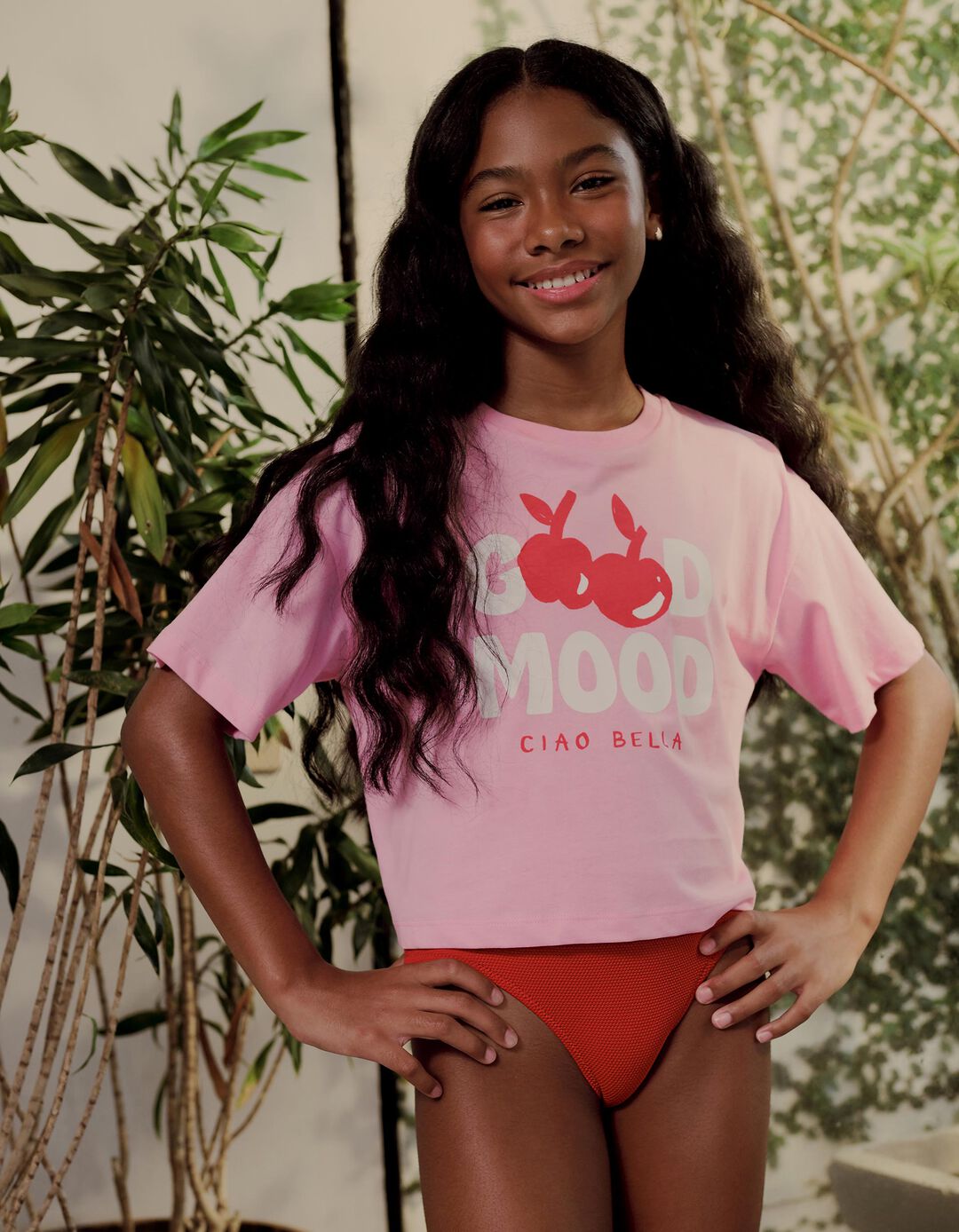 T-shirt Estampada, Menina, Rosa