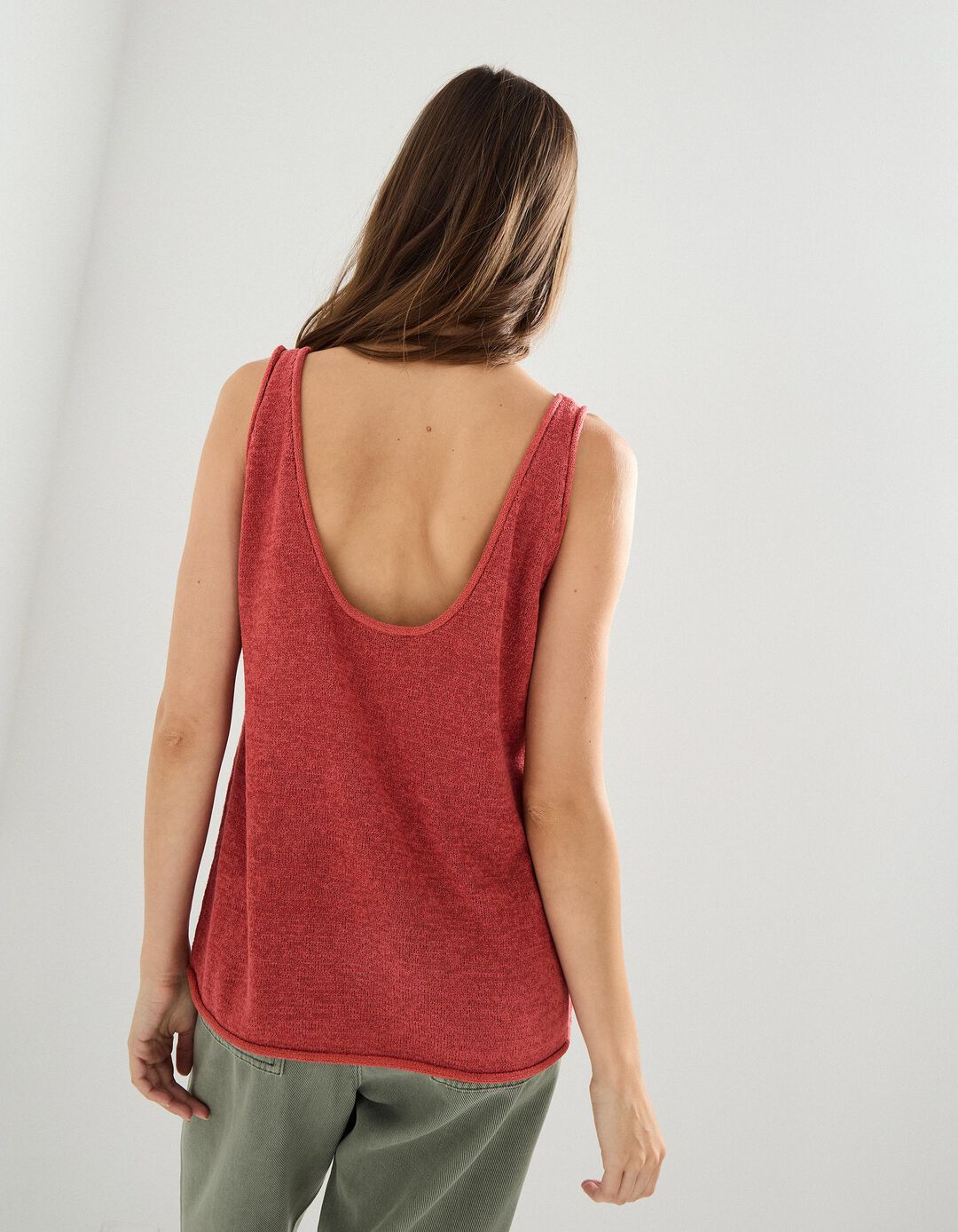 Top de Malha, Mulher, Vermelho Escuro 