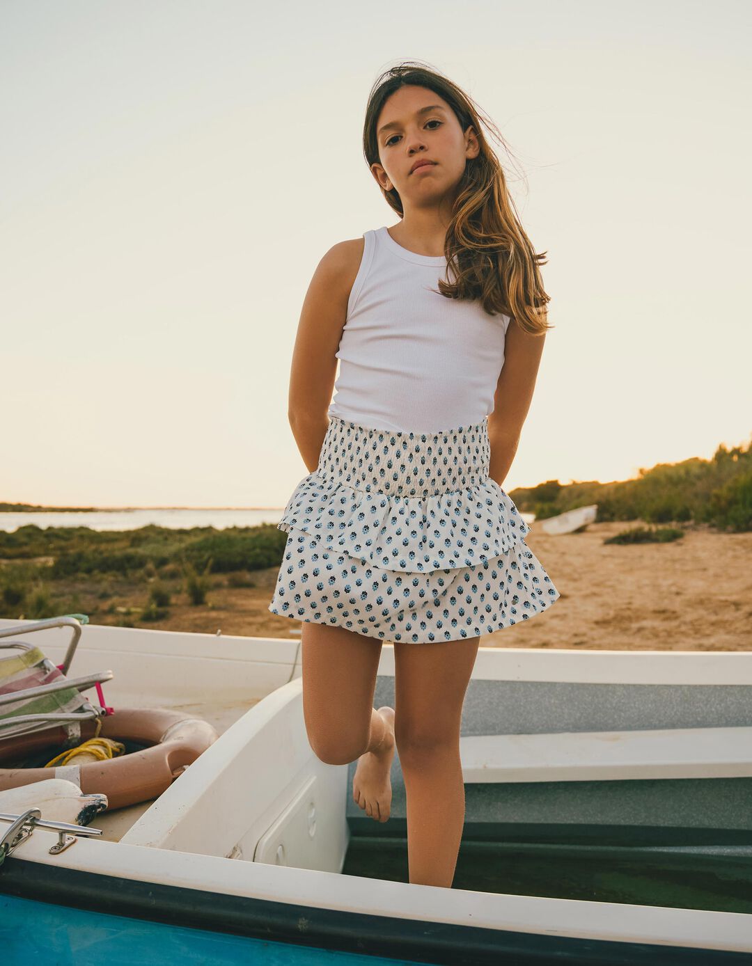 Saia-calção, Menina, Branco