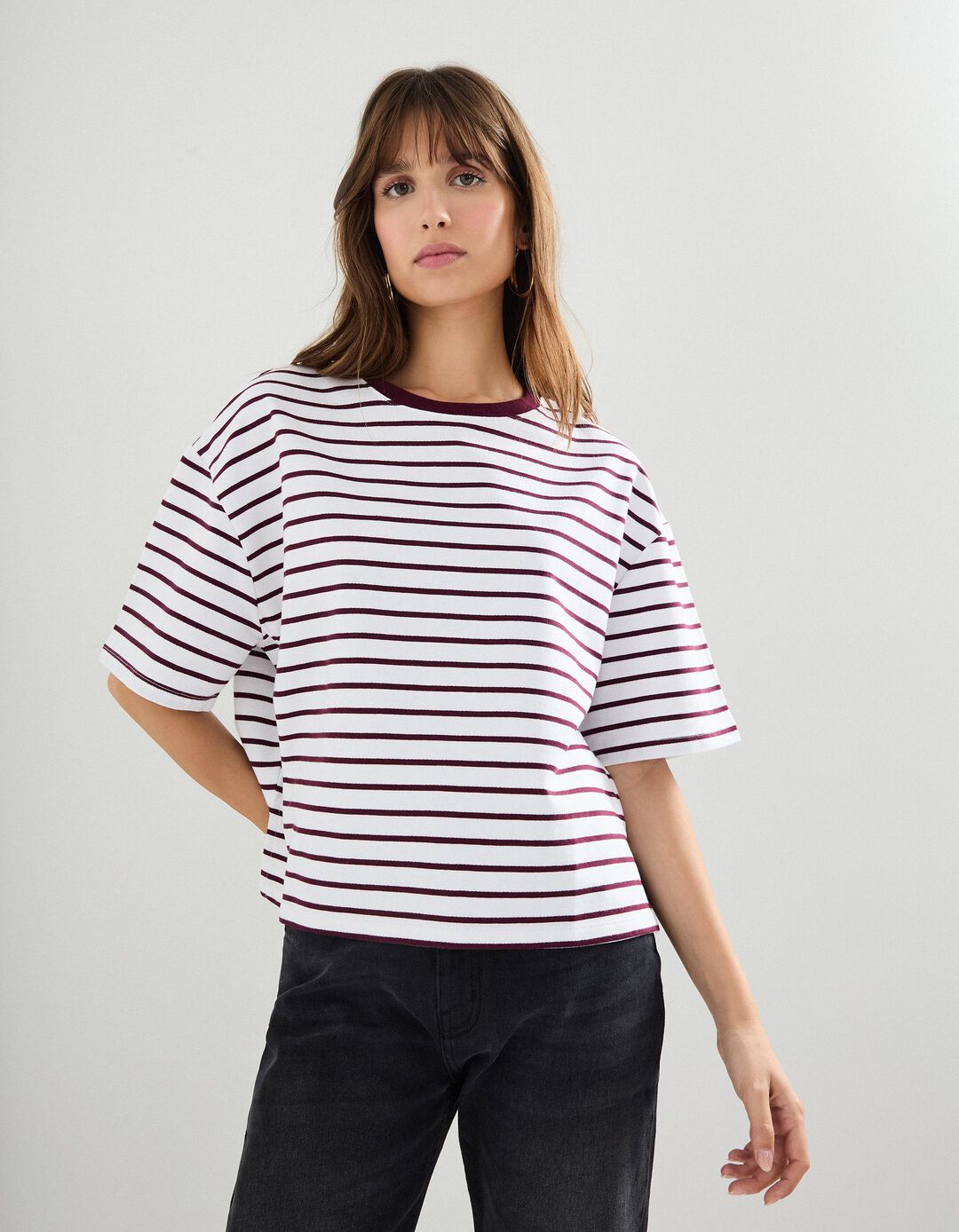 T-shirt Riscas, Mulher, Roxo
