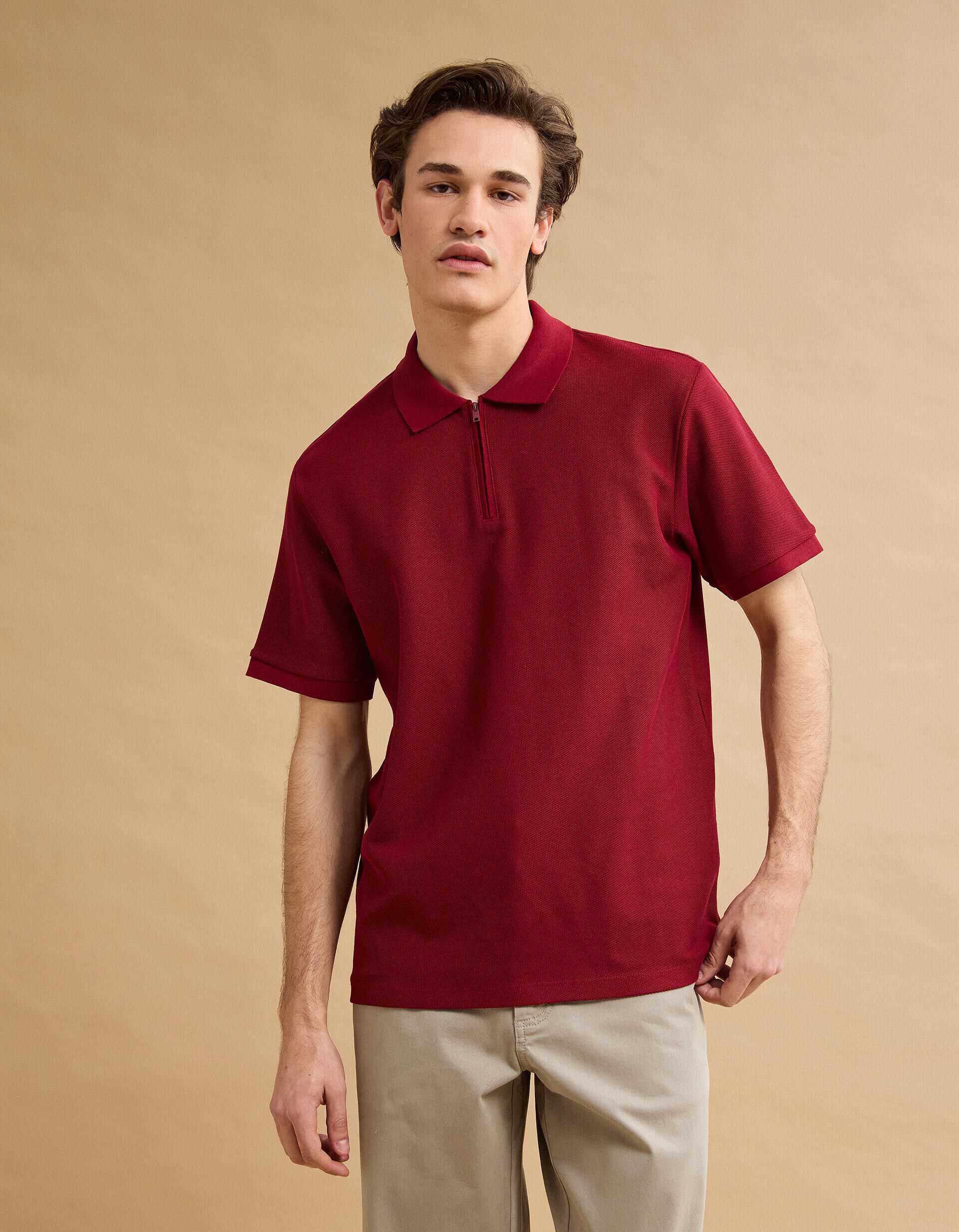 Comprar Online Polo com Fecho, Homem, Vermelho Escuro