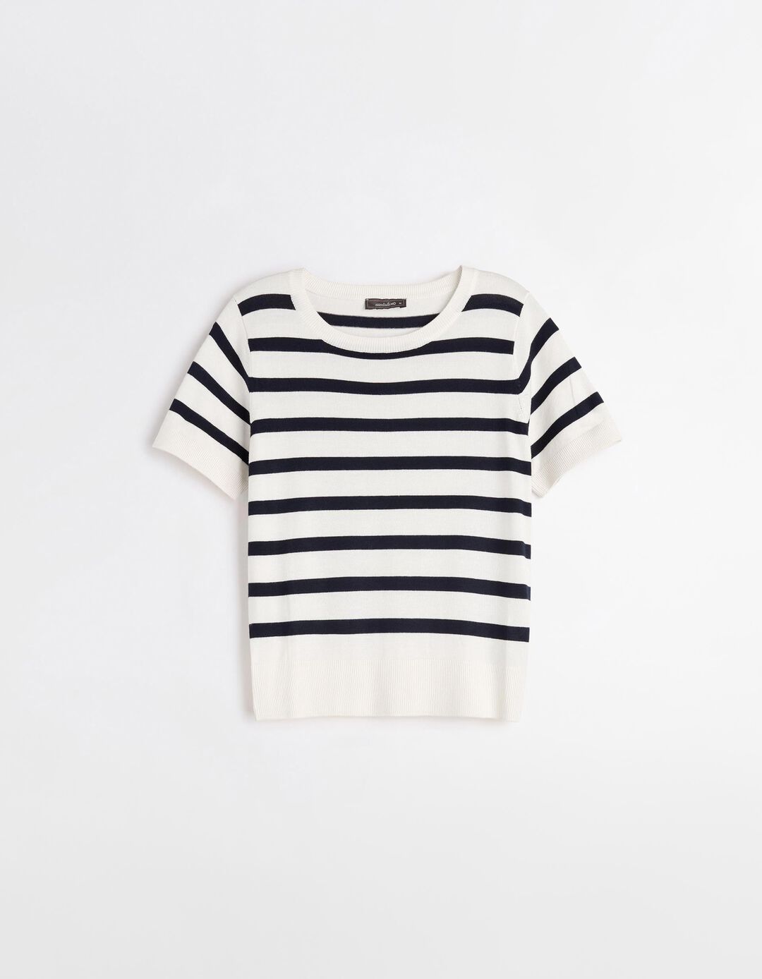 T-shirt de Malha Fina, Mulher, Bege Claro
