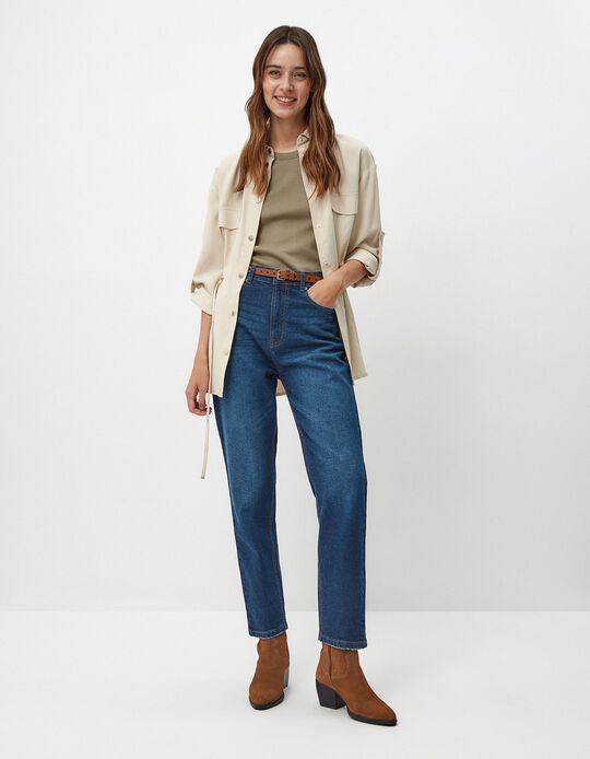 Comprar Online Calças de Ganga 'Tapered Mom Fit', Mulher, Azul Escuro