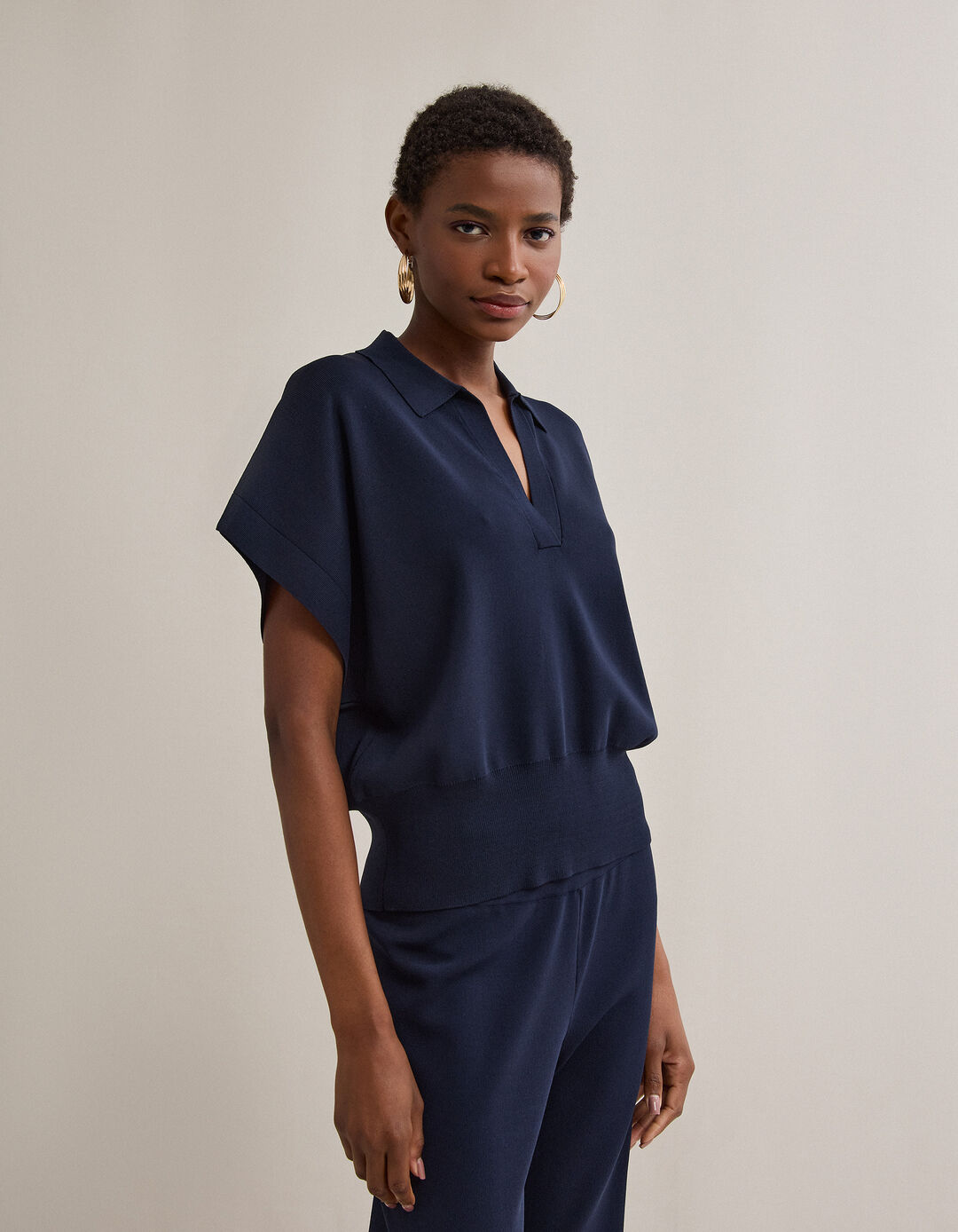 Polo de Malha, Mulher, Azul Escuro