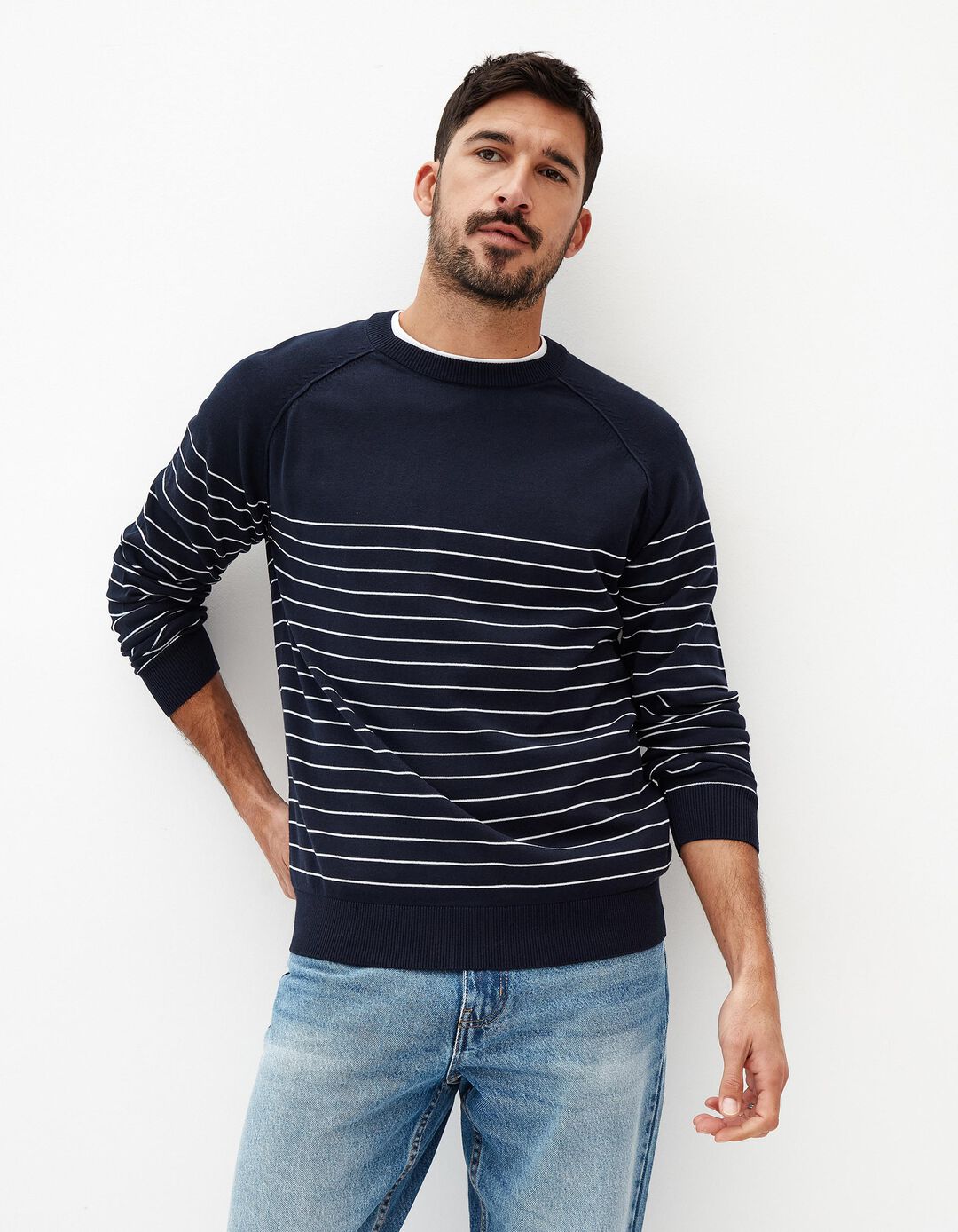 Camisola Riscas, Homem, Azul Escuro