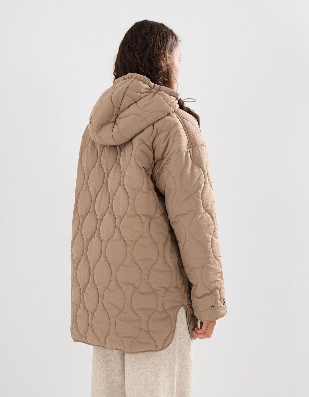 Parka Acolchoada, Mulher, Bege Escuro