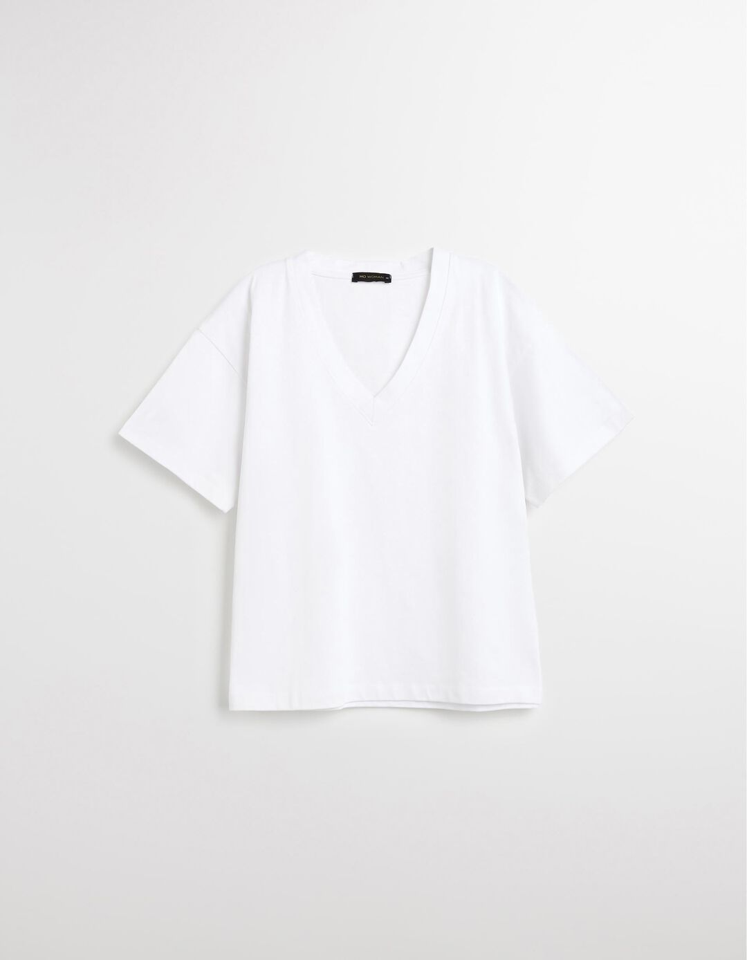 T-shirt Decote em V, Mulher, Branco