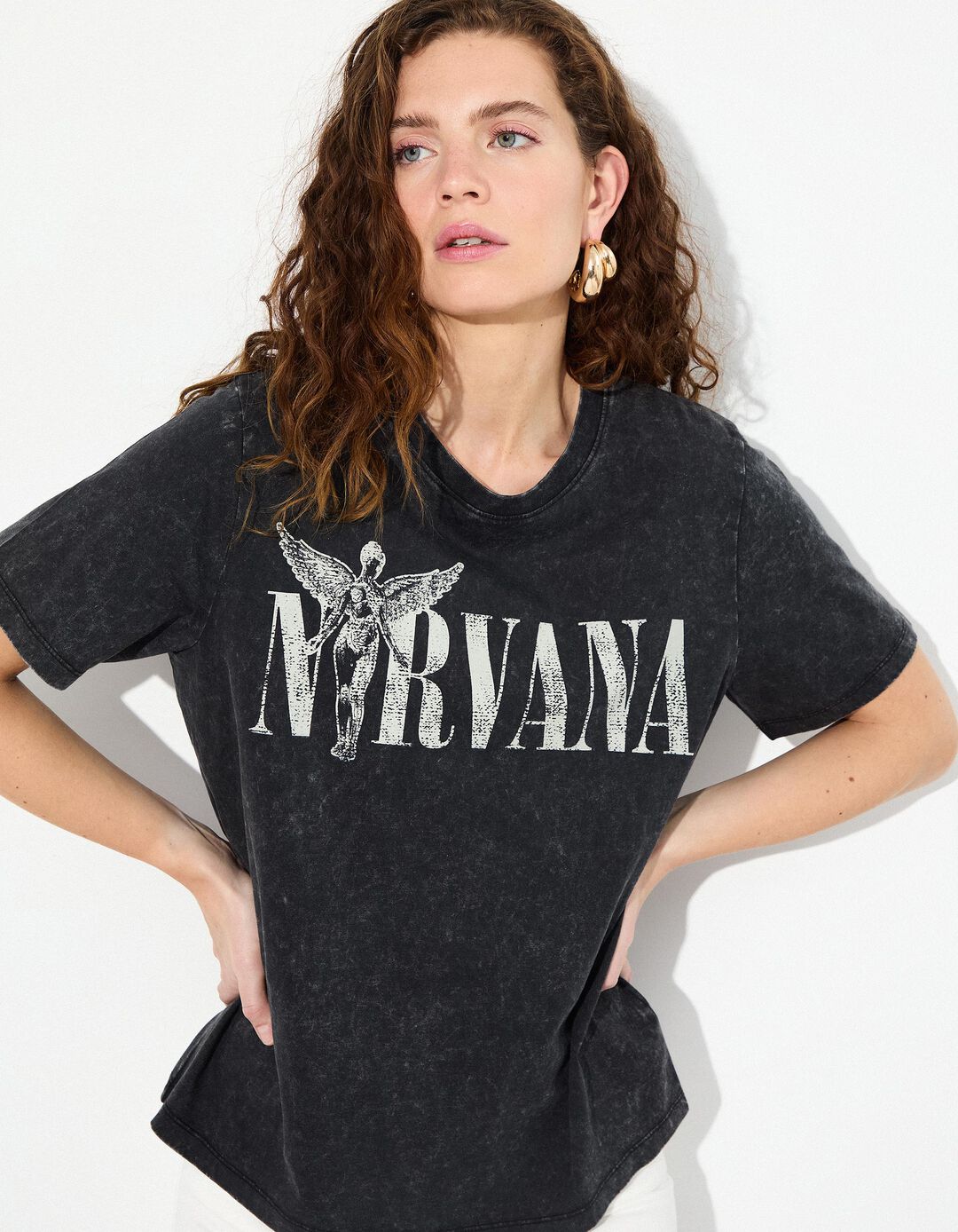 T-shirt 'Nirvana', Mulher, Preto