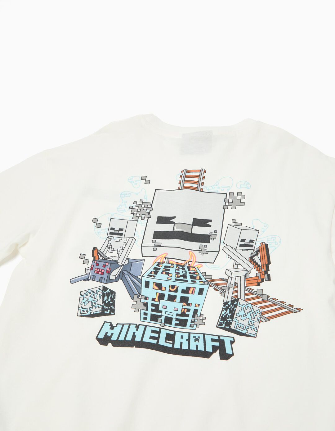 T-shirt Manga Comprida 'Minecraft', Menino, Branco