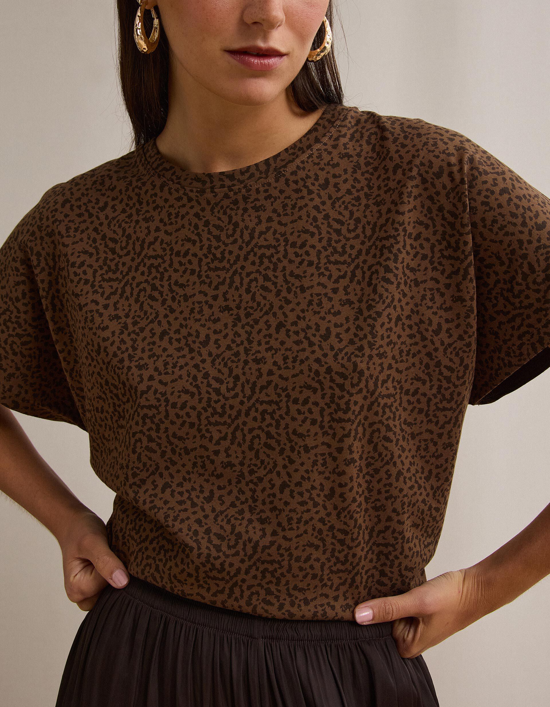 Comprar Online T-shirt Animal Print, Mulher, Castanho
