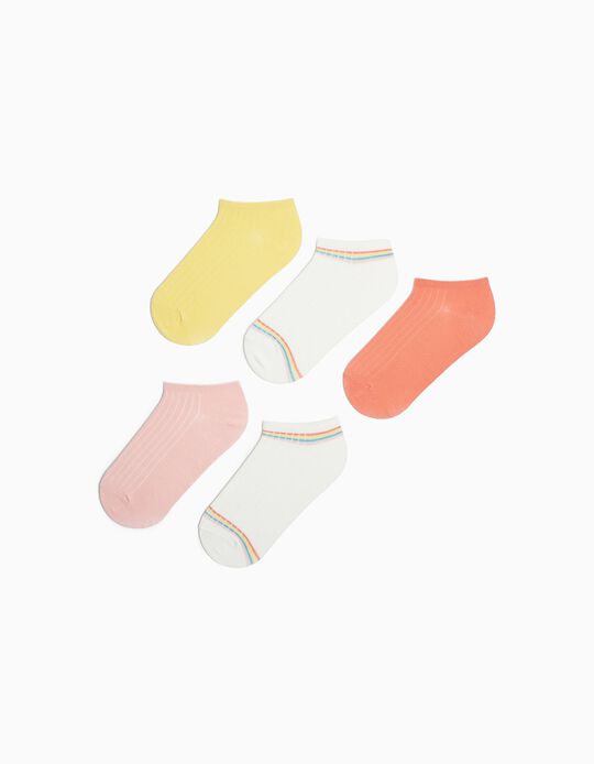 Comprar Online Pack 5 Pares de Meias Tornozelo, Menina, Multicor 