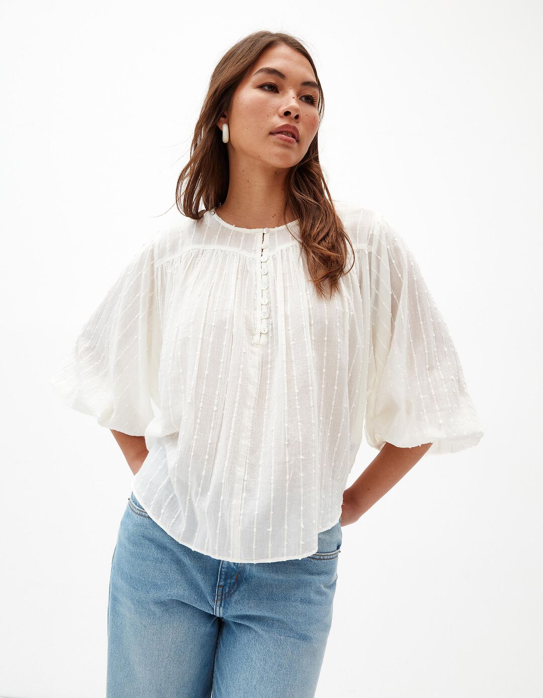 Blusa de Algodão, Mulher, Bege Claro