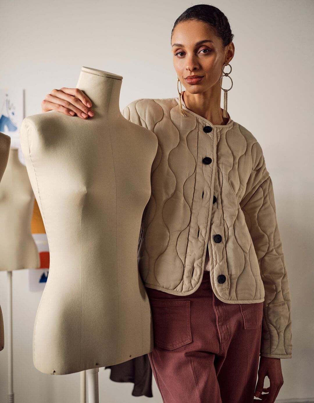 Casaco Acolchoado, Mulher, Bege