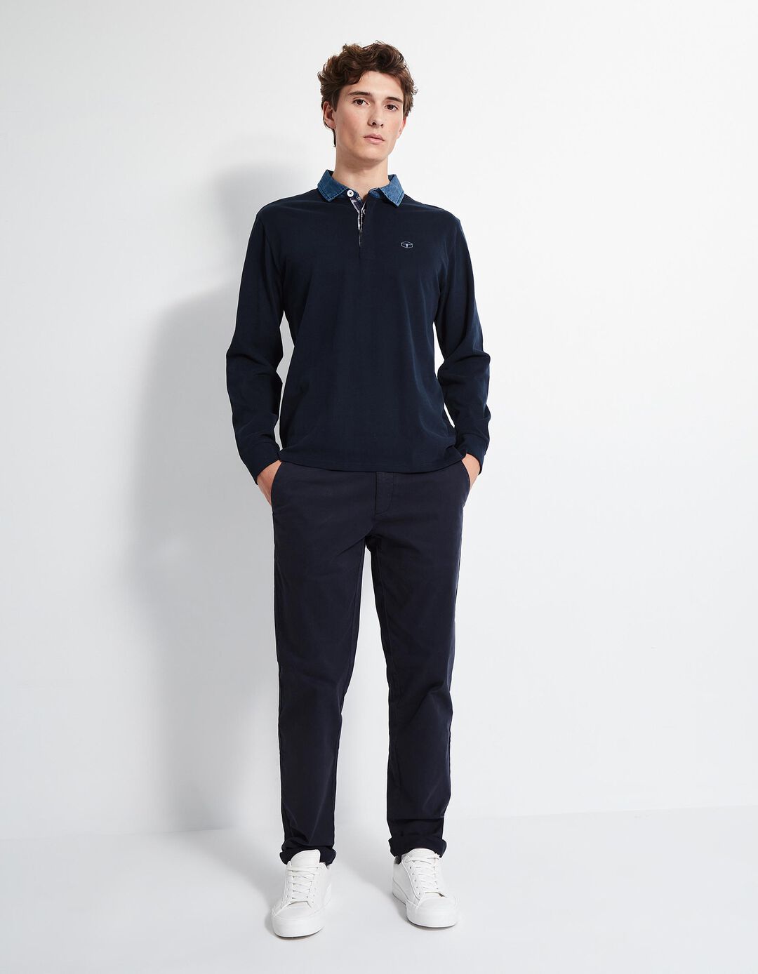 Calças Chino Slim, Homem, Azul Escuro